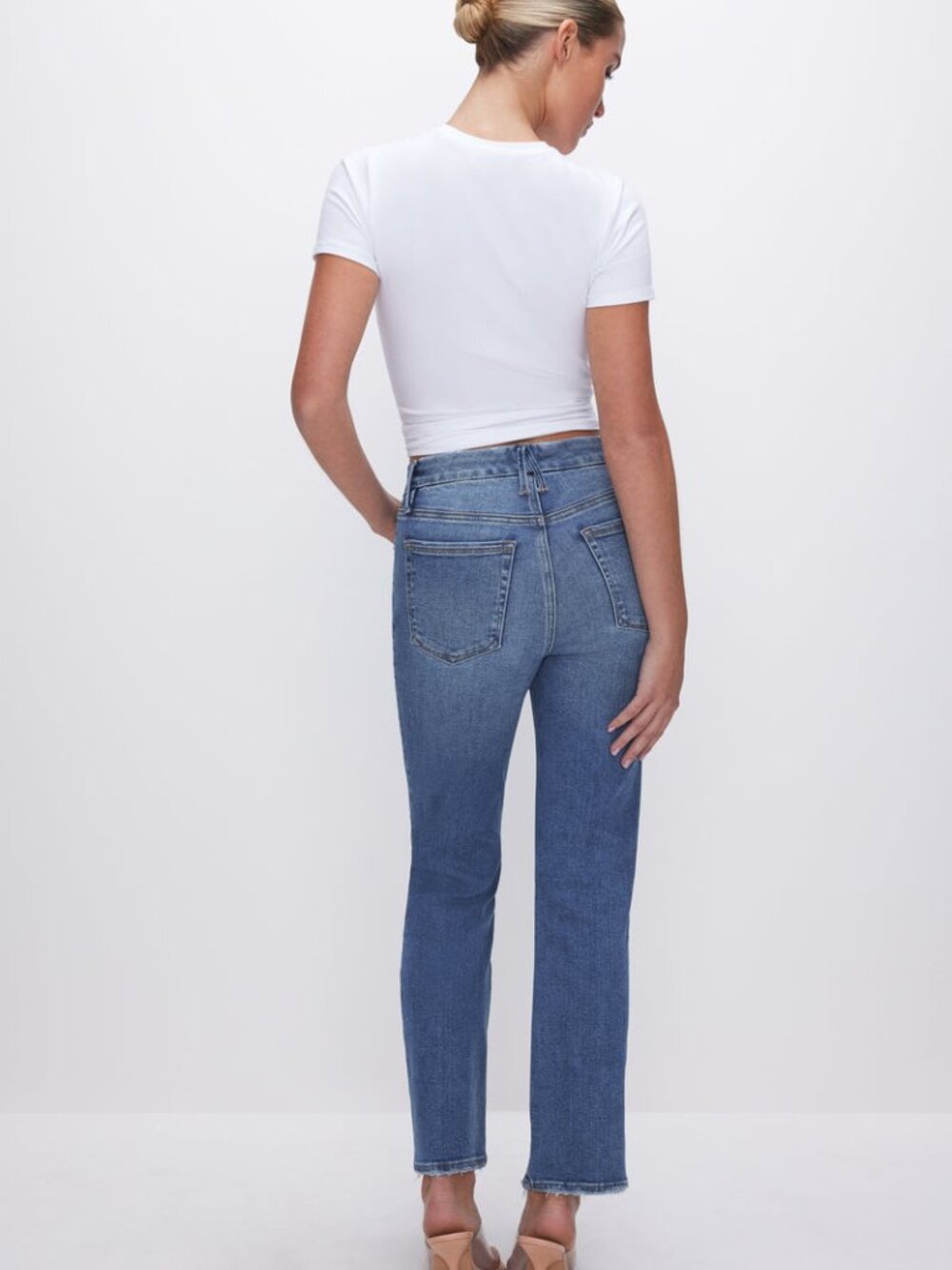 NEW Good American Always Fits Good Legs Straight Jeans sz 14-18 blue pants - Picture 4 of 5